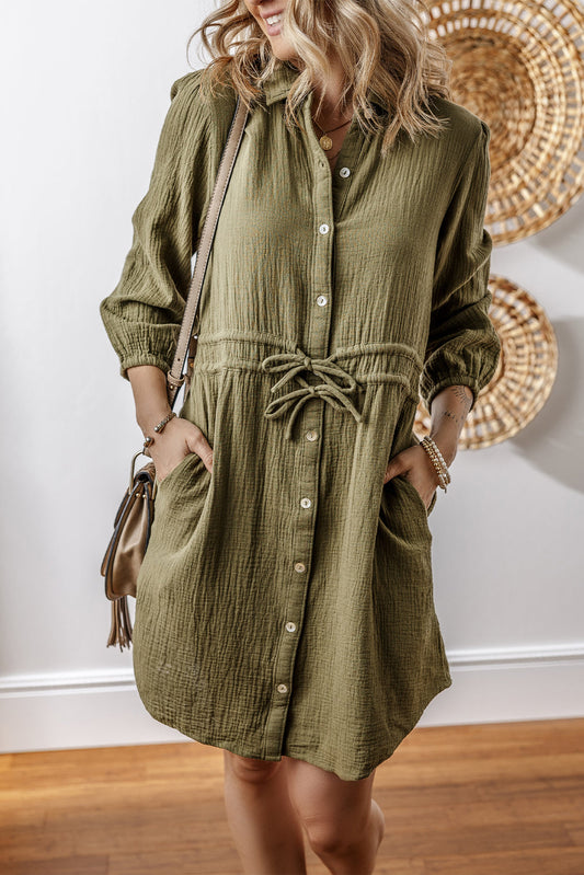 Harmony Textured Button Up Dual Tied Dress