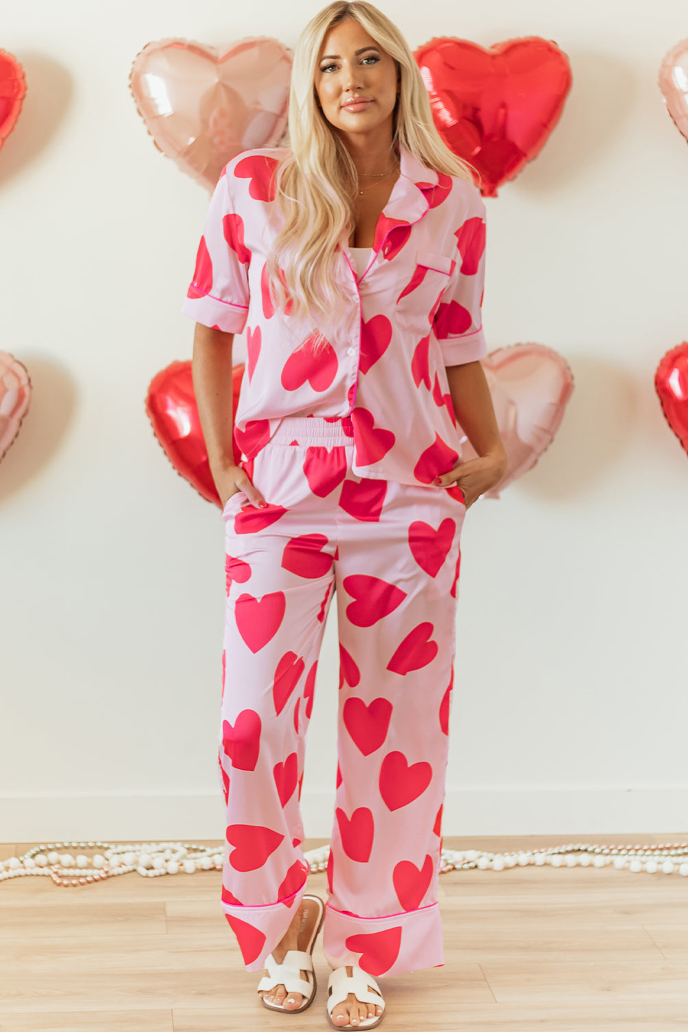 Valentines Short Sleeve Pants Pajamas Set