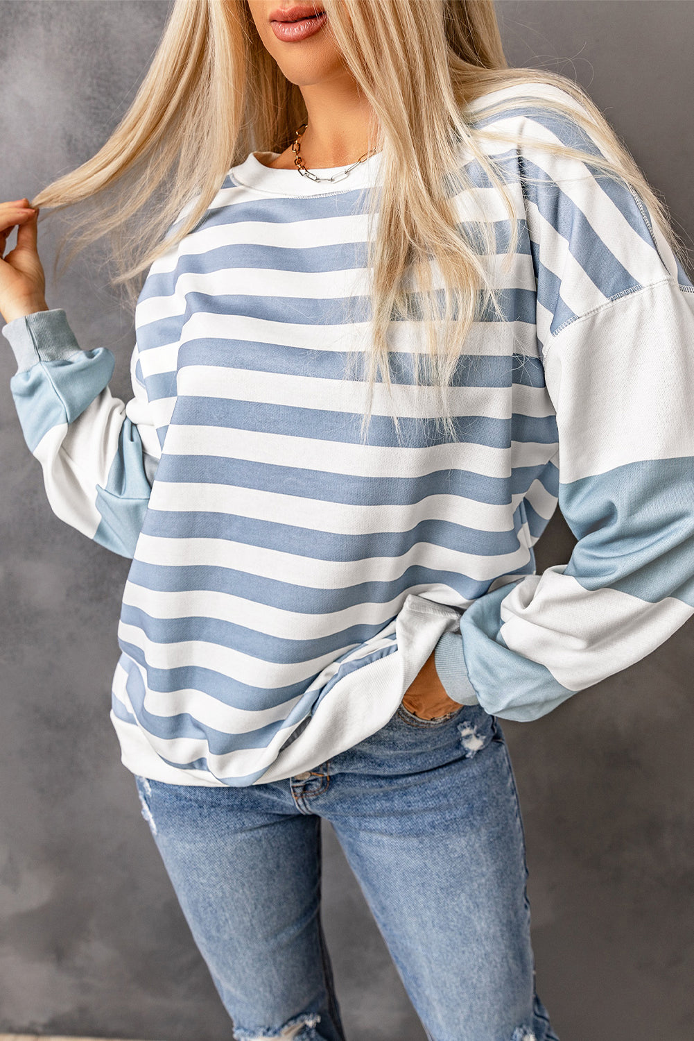 Striped Pullover Sweatshirt