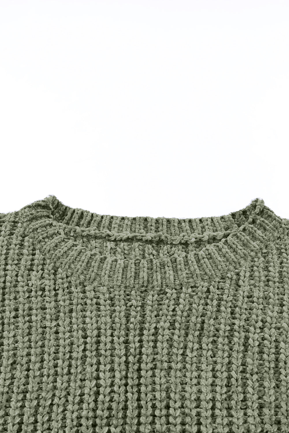 Lena Long Sleeve Round Hem Cable Knit Sweater - Threaded Pear