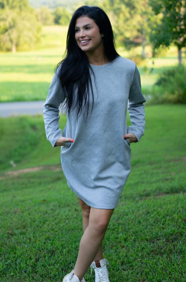 Textured Long Sleeve Dress