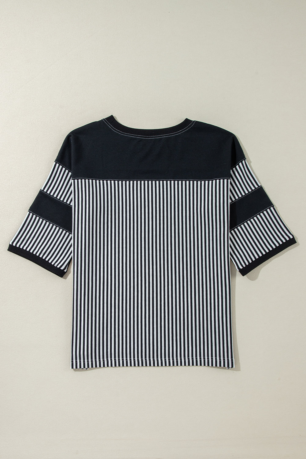 Aliyah Striped Patchwork 3/4 Sleeve Casual Top