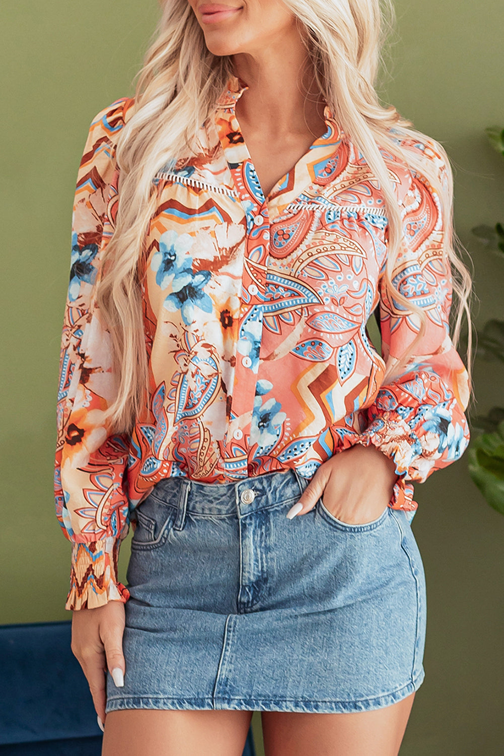 Leighton Floral Buttoned Loose Shirt