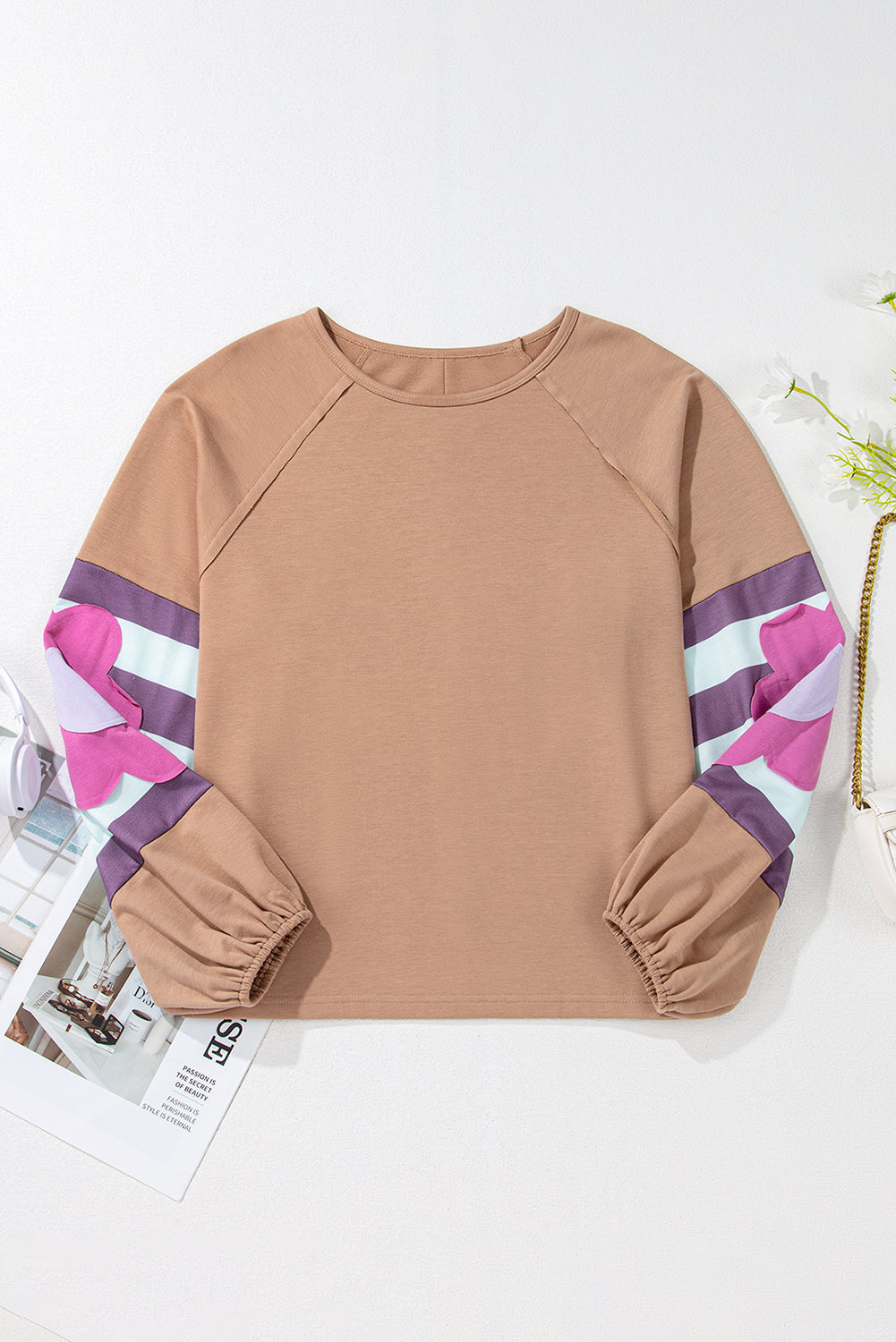 Sara Flower Raglan Sleeve Top