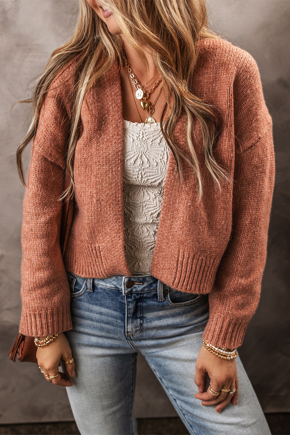 Open Front Cropped Cardigan