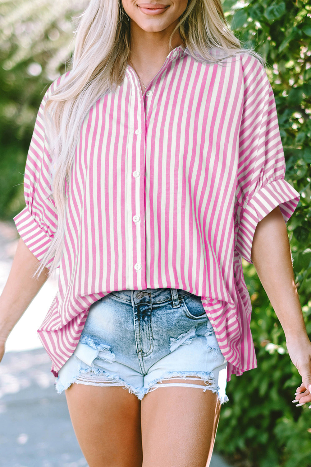 Stripe Dolman Sleeve Oversize Top