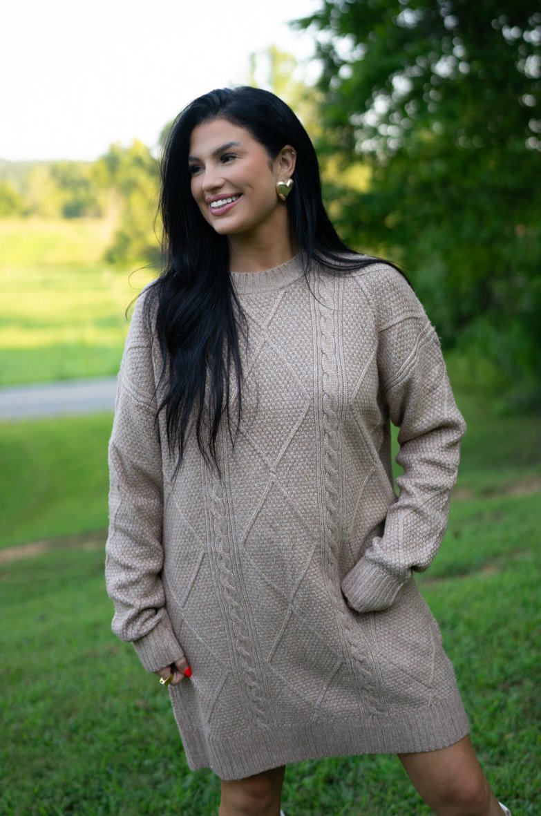 Cable Knit Sweater Dress