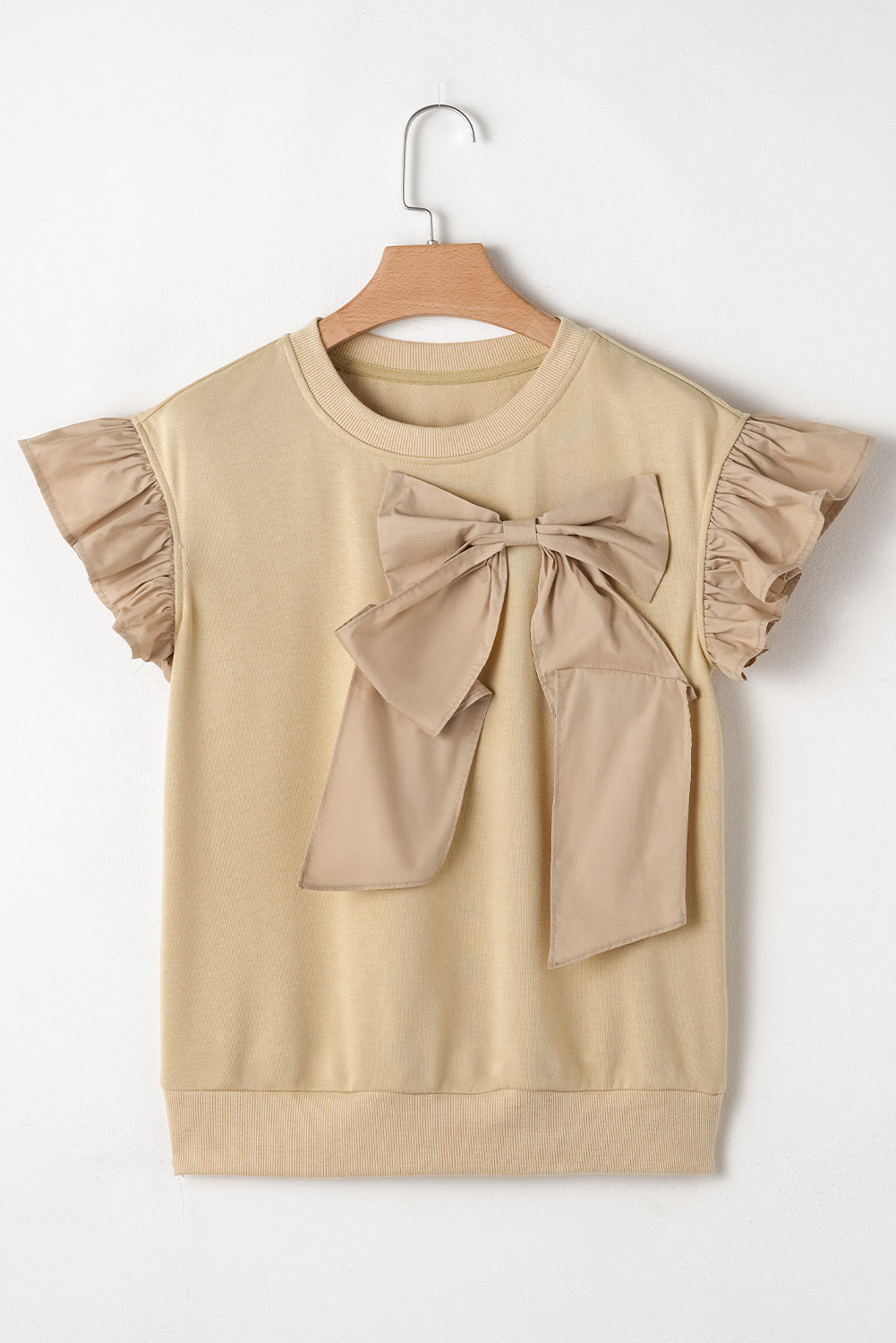 Camilla Two Tone Bow Ruffle Sleeve Top