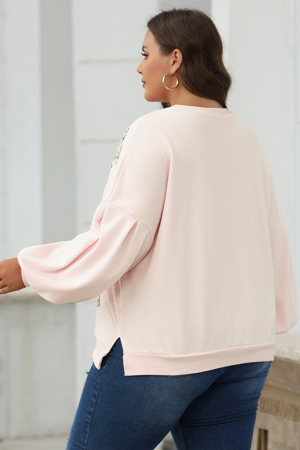 Laila Bow Lantern Sleeve Oversized Sweatshirt