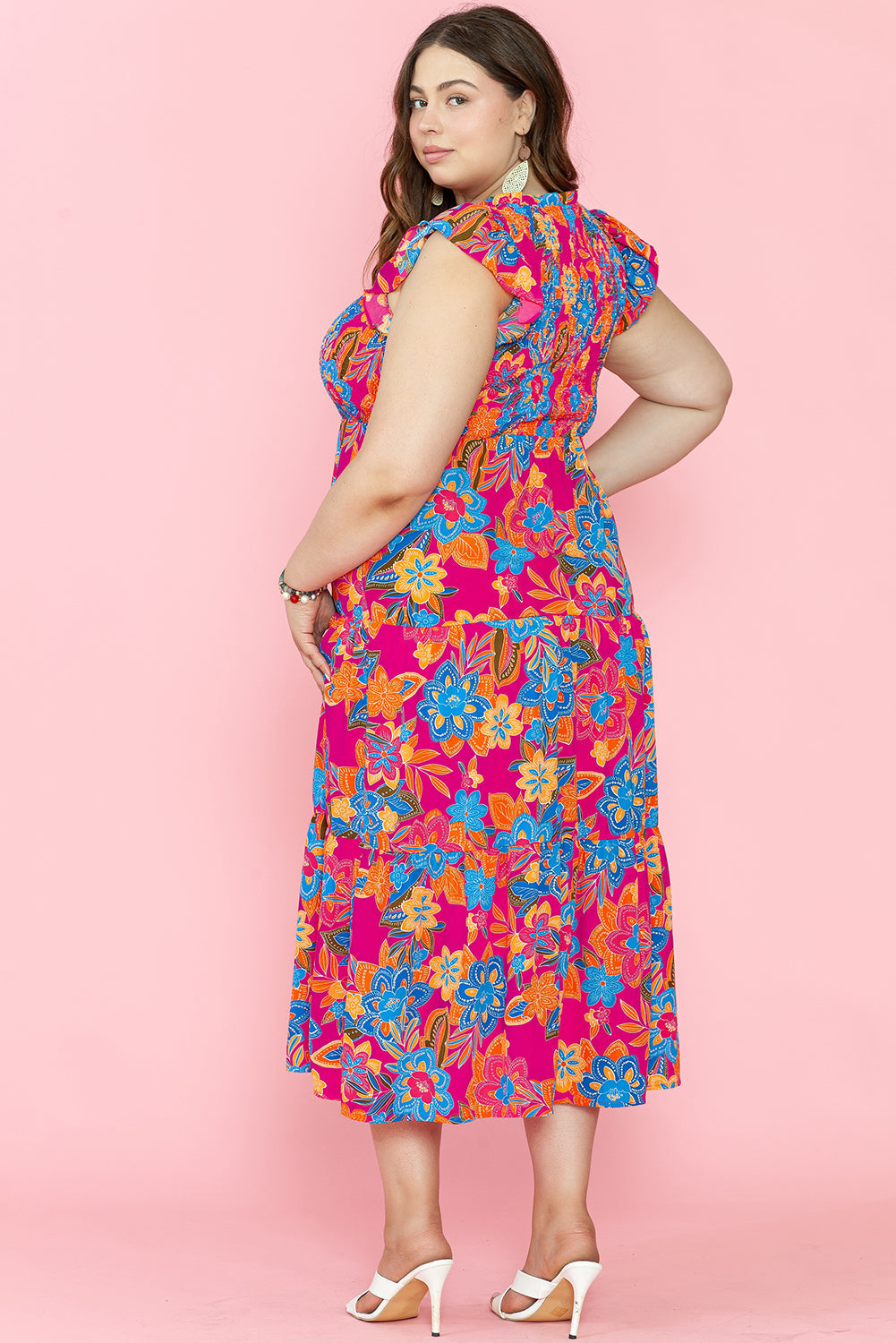 Ruffled Sleeveless Plus Size Long Dress