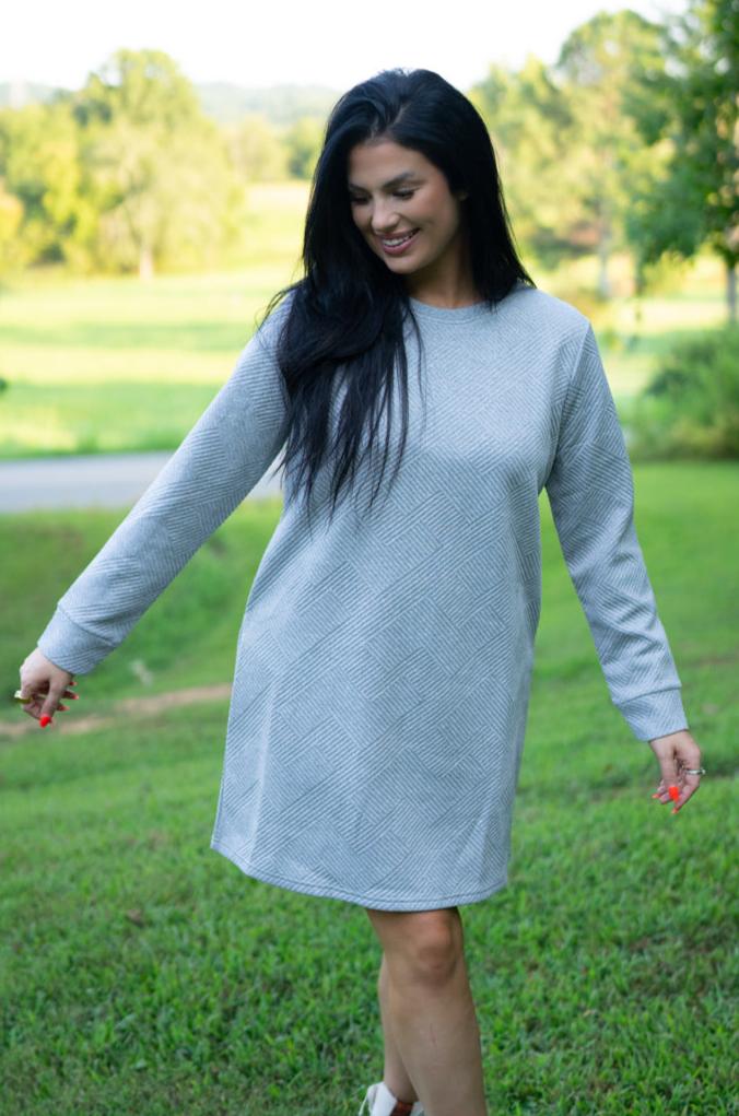 Textured Long Sleeve Dress