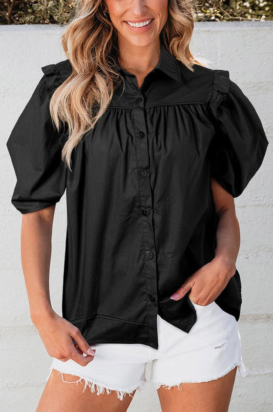 Puff Sleeve Loose Shirt