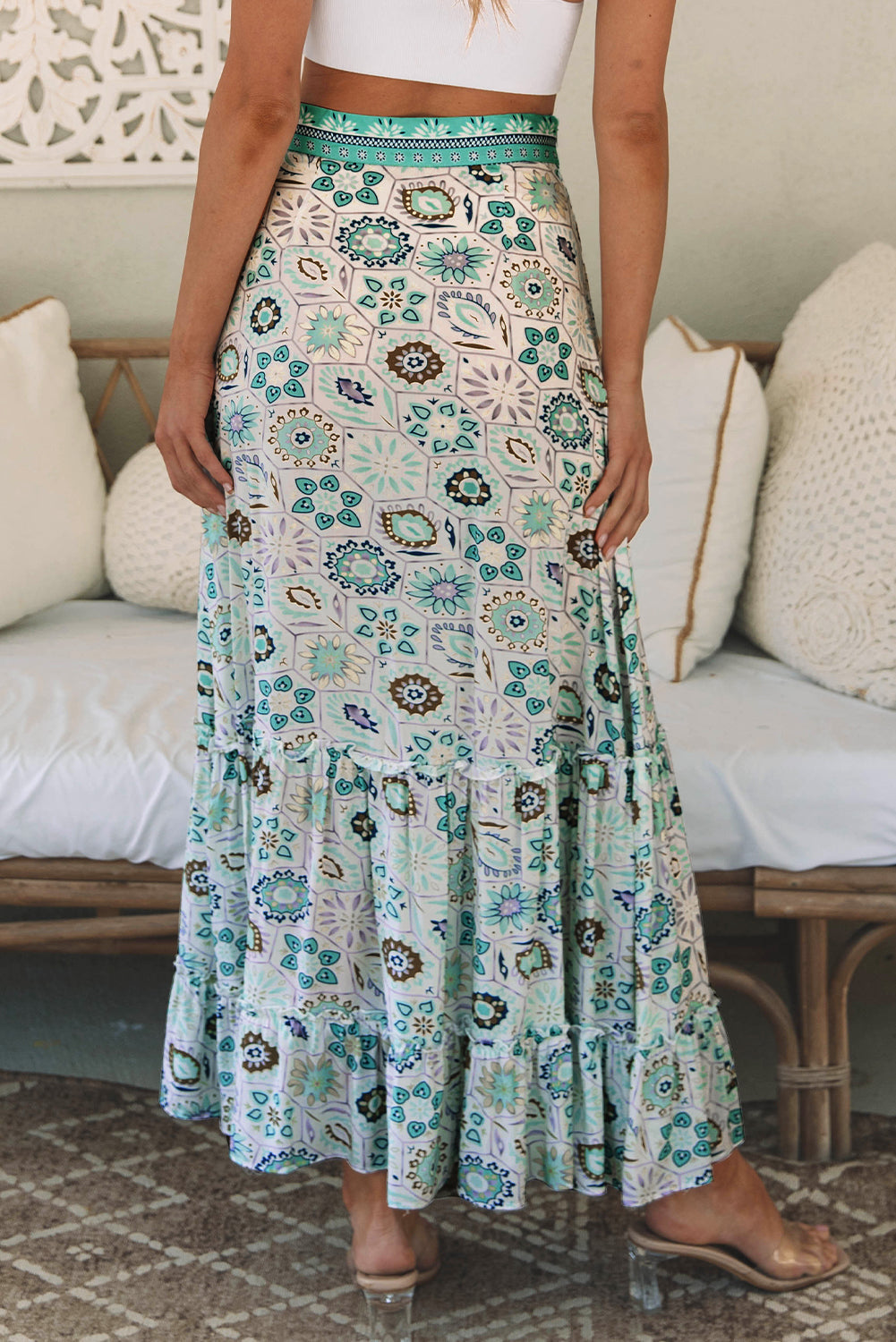 Noemi Floral Print Maxi Skirt - Threaded Pear