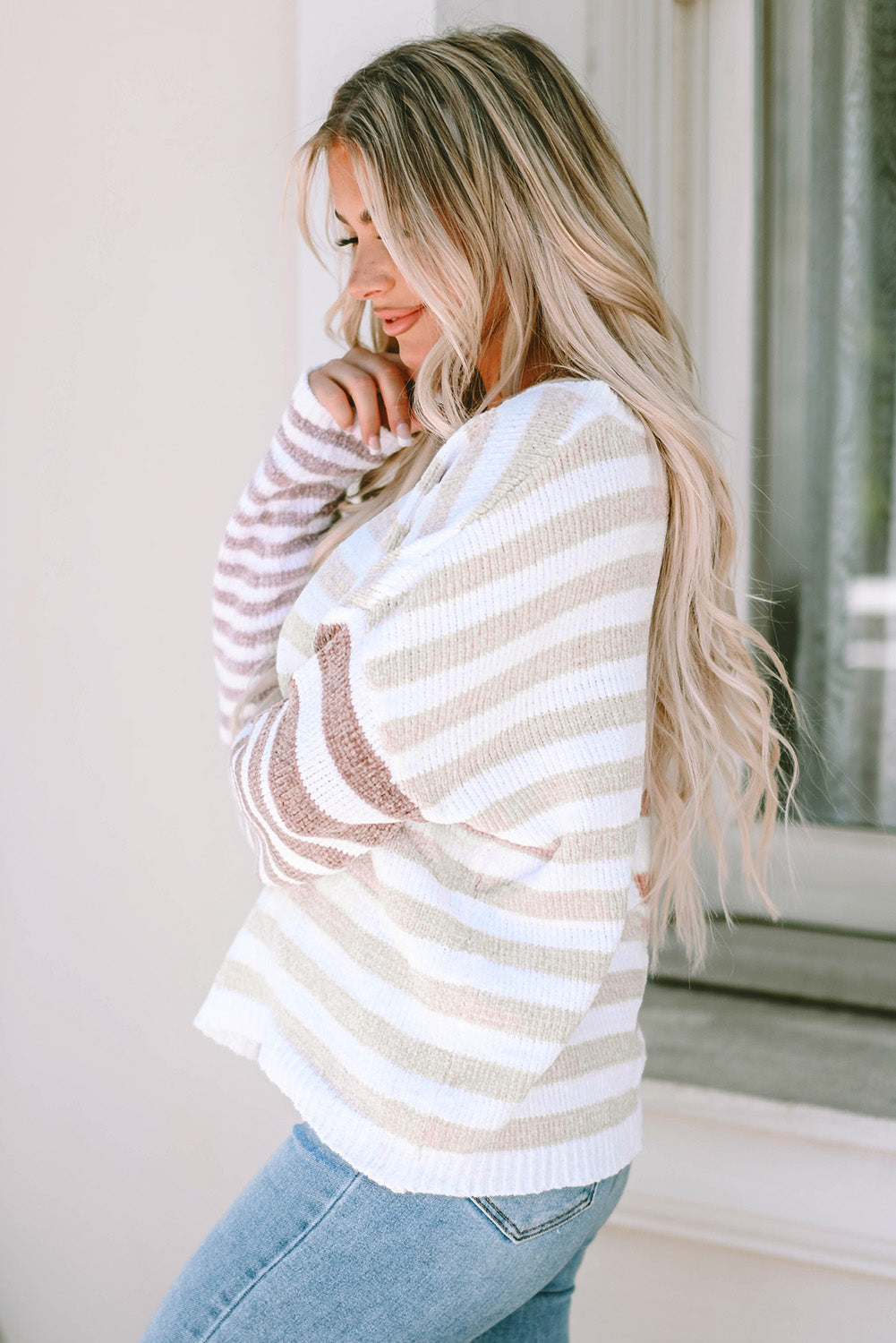 Magnolia Stripe Slouchy Sweater - Threaded Pear