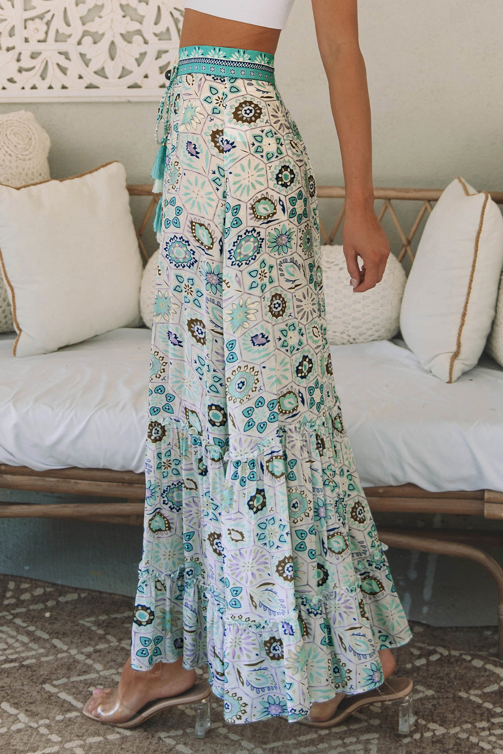 Noemi Floral Print Maxi Skirt - Threaded Pear