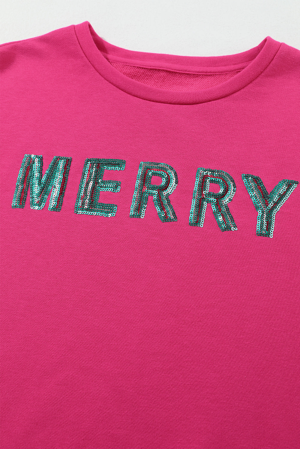 MERRY Christmas Tree Sequin Patchwork Sweatshirt - Threaded Pear