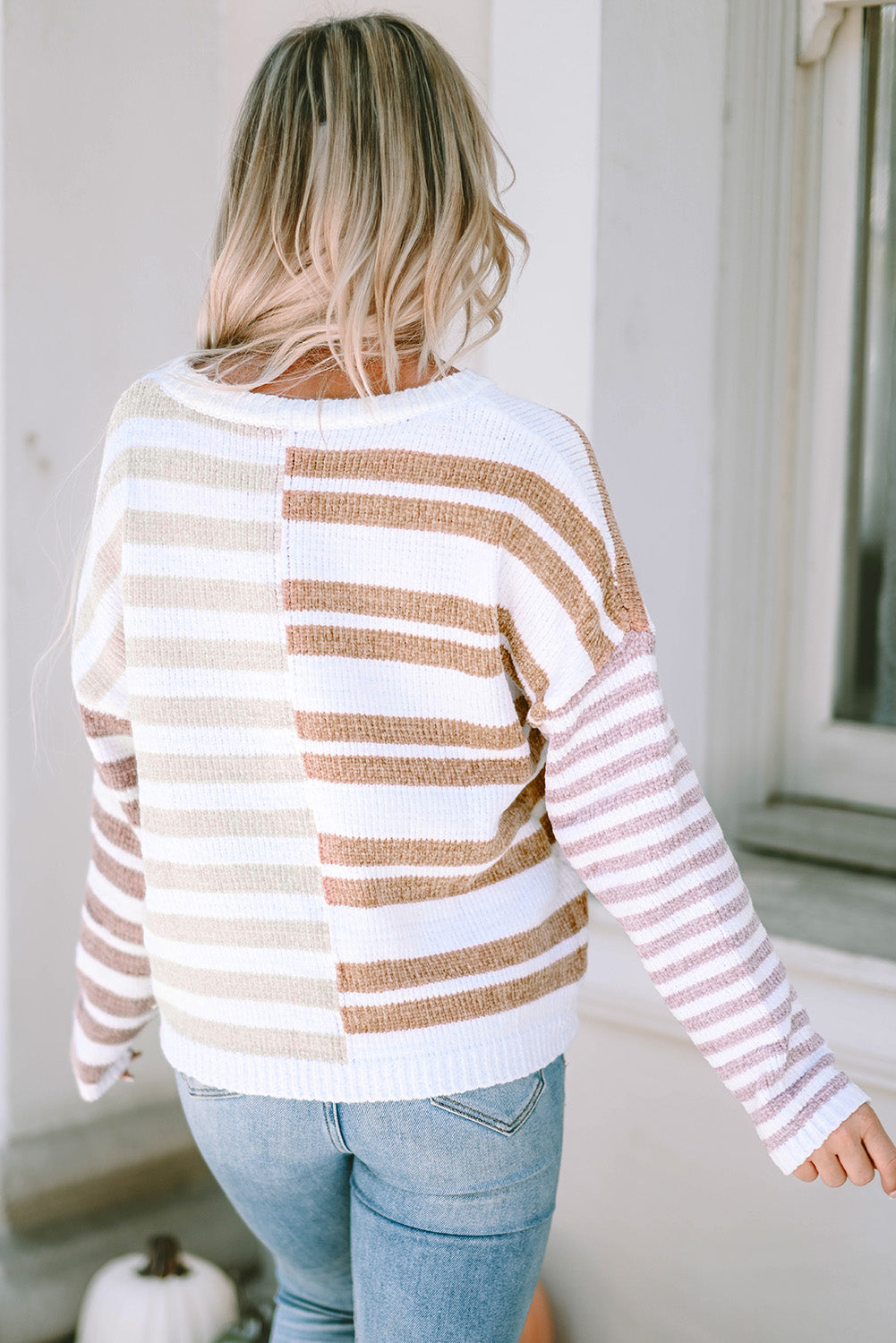 Magnolia Stripe Slouchy Sweater - Threaded Pear