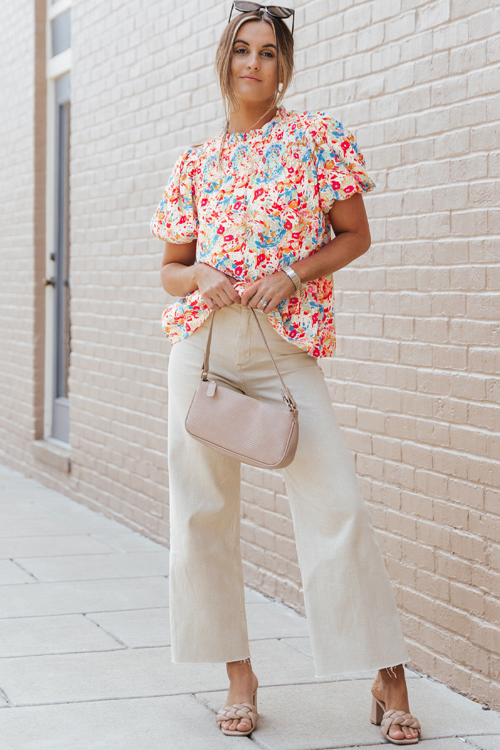 Johanna Smocked Puff Sleeves Blouse - Threaded Pear