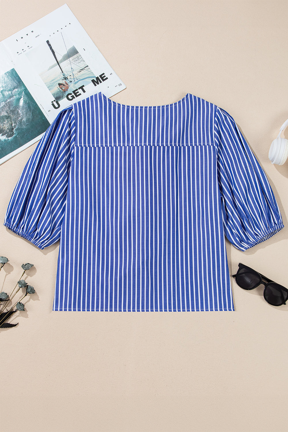 Dream Stripe Tied Front Blouse