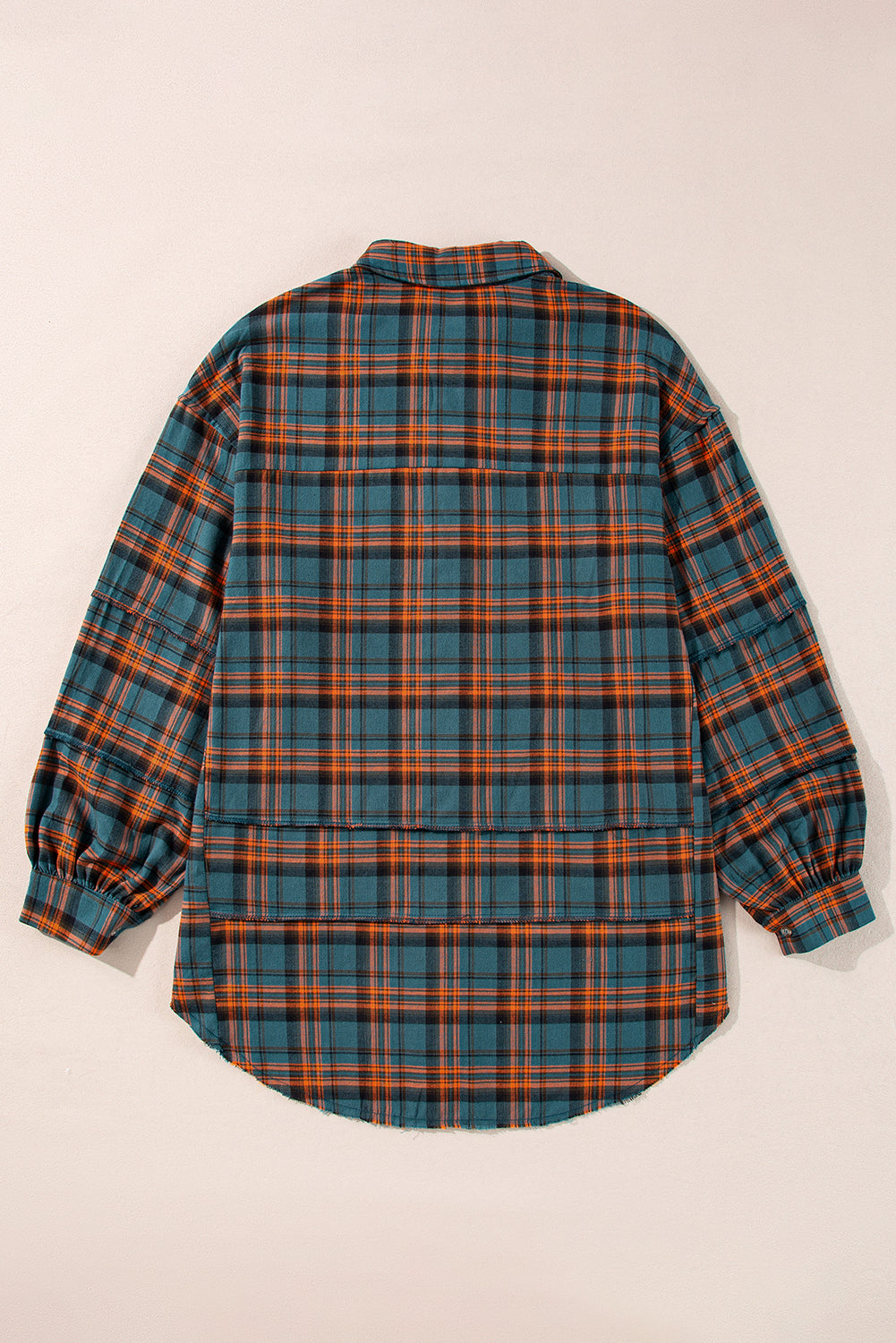 Plaid Long Sleeve Side Split Distressed Shirt