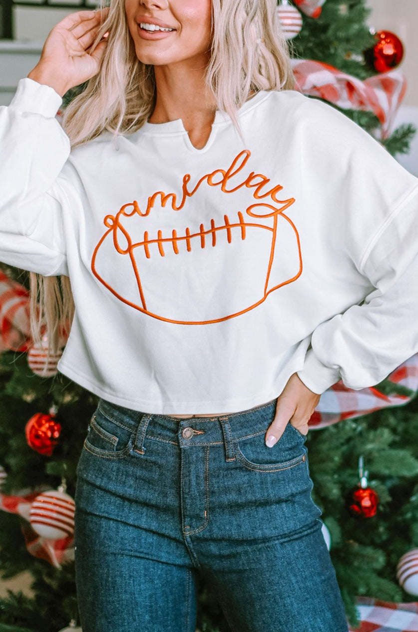 Game Day Notched Neck Sweatshirt