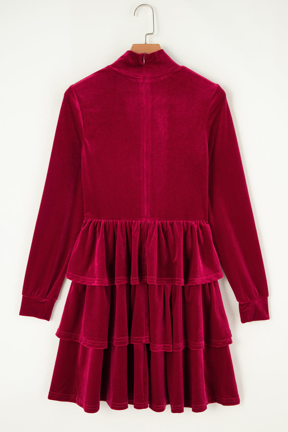 Amy Velvet High Neck Tiered Ruffle Dress