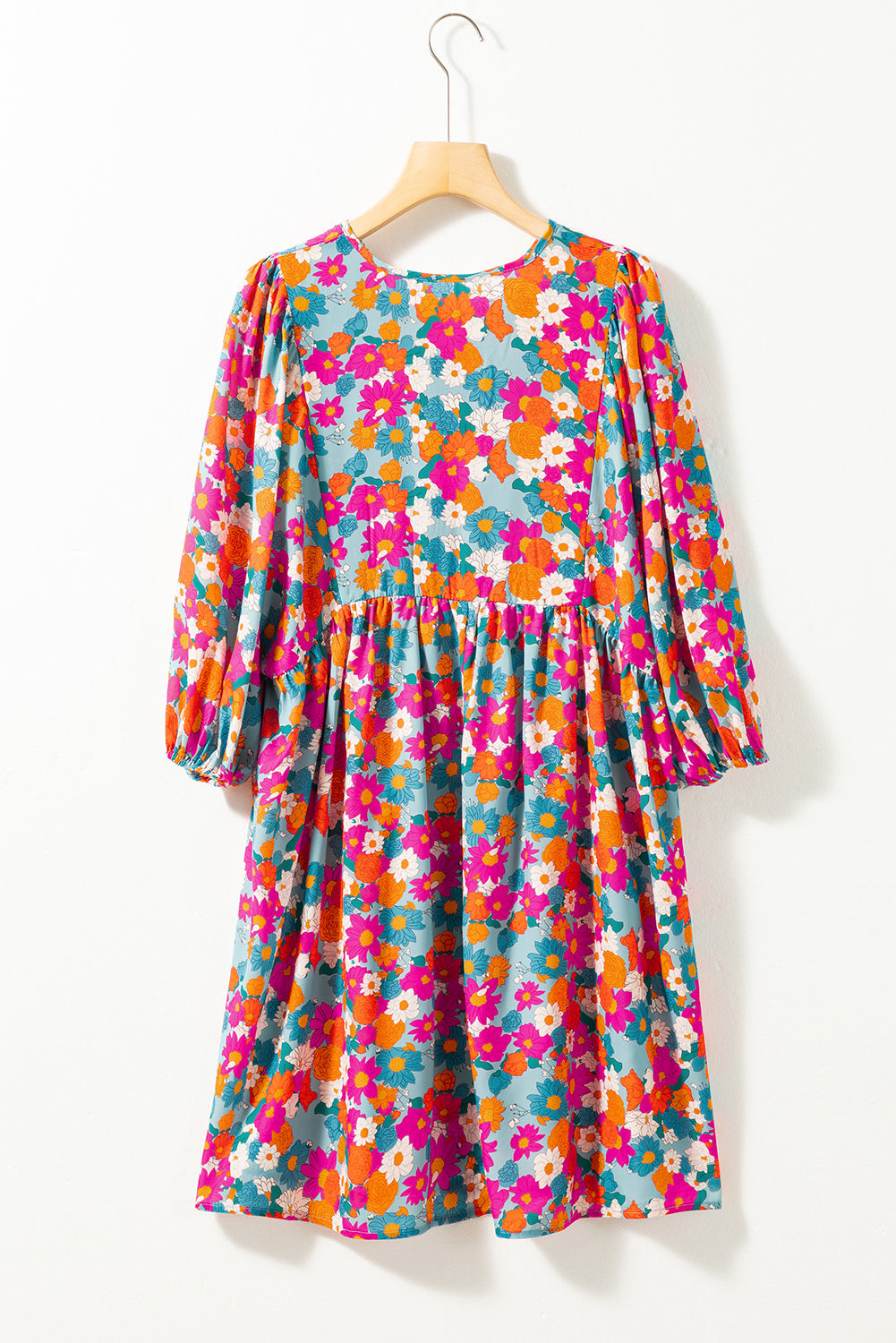 Lena Floral Bubble Sleeve Babydoll Dress