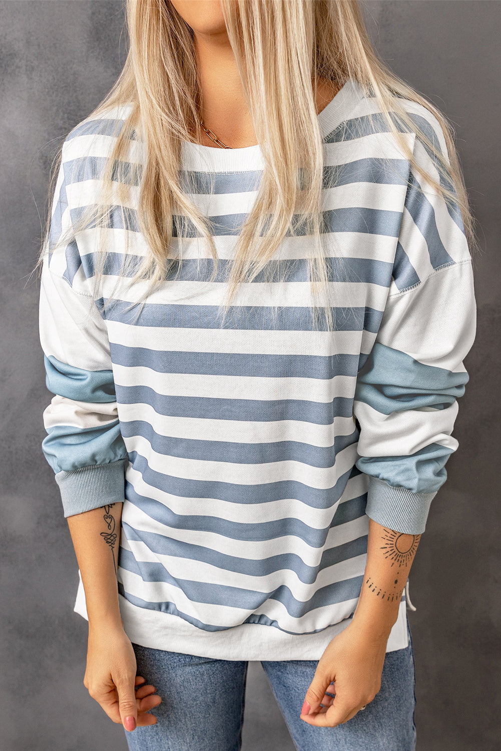 Striped Pullover Sweatshirt