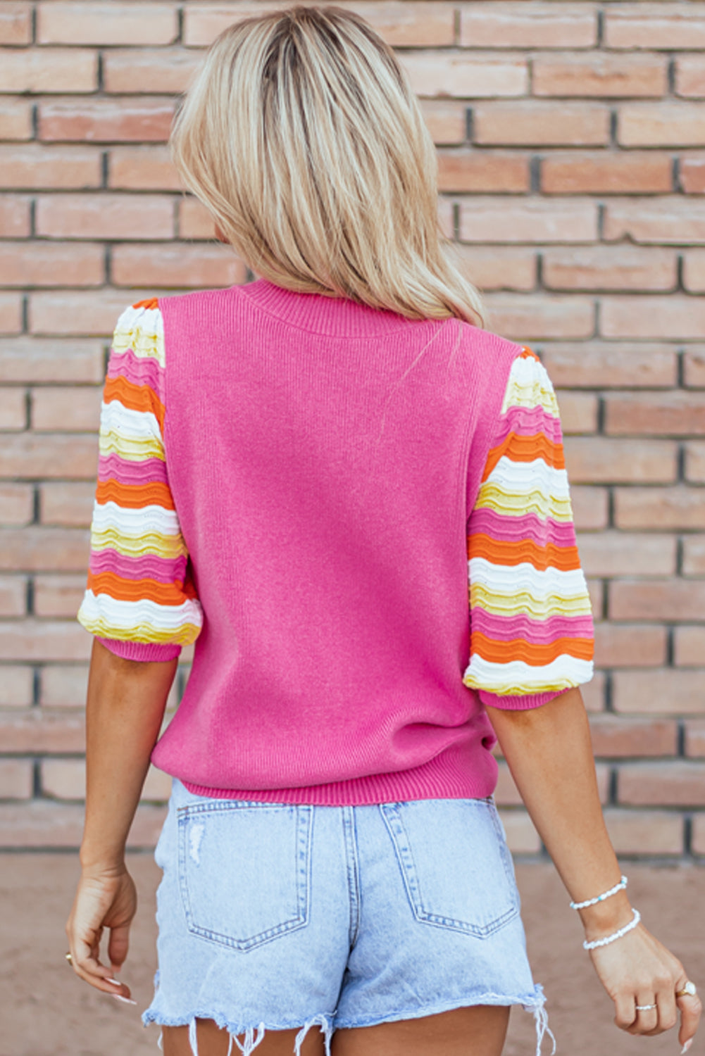 Phoenix Ribbed Short Sleeve Sweater