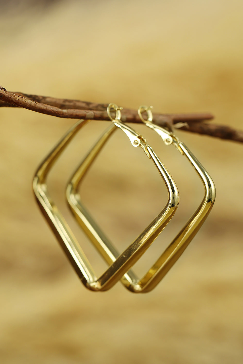 Gold Minimalist Square Hoop Earrings - Threaded Pear