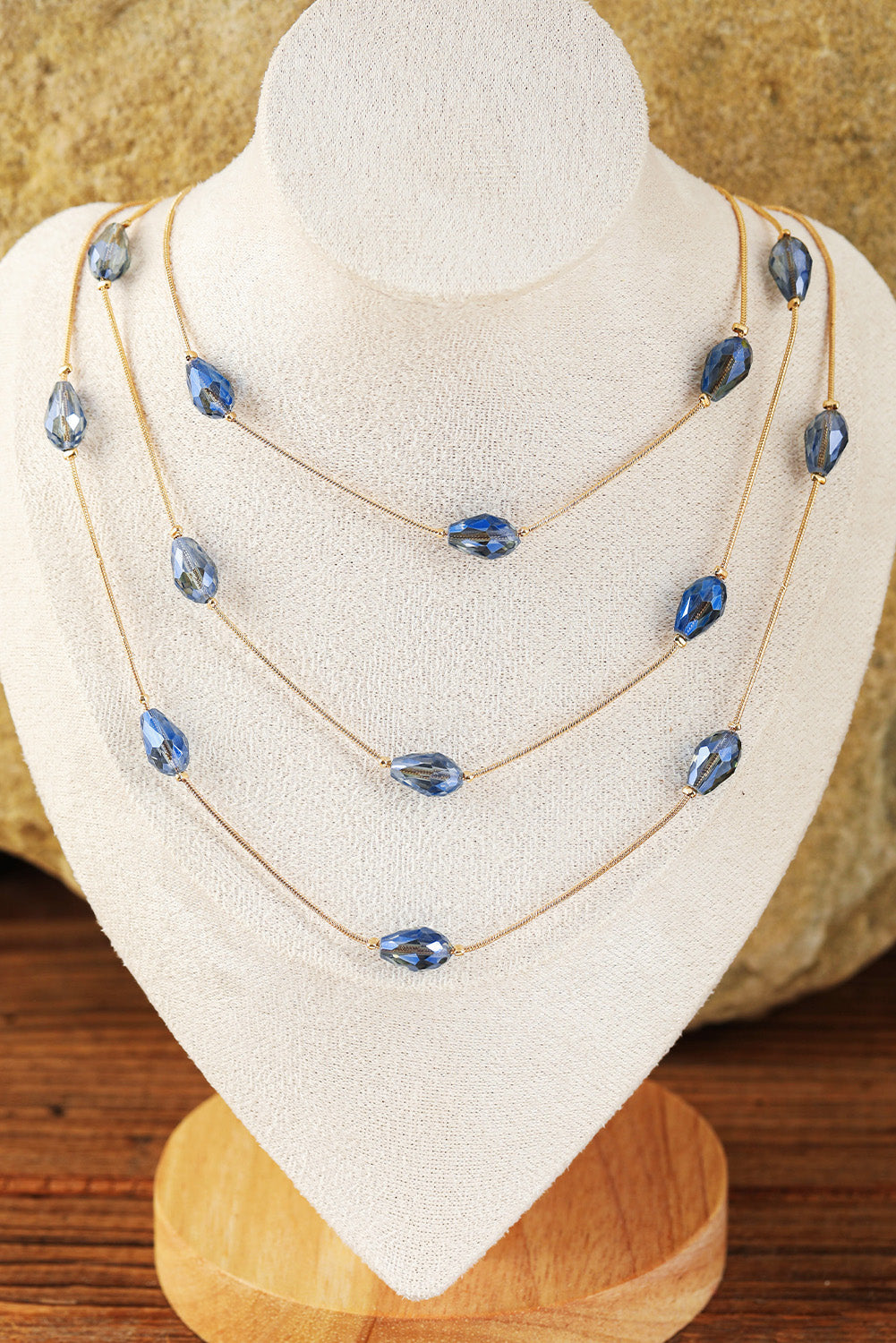 Blue Crystal Multi Layered Necklace