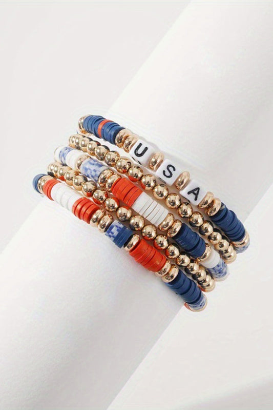 5pcs USA Beaded Bracelet Set