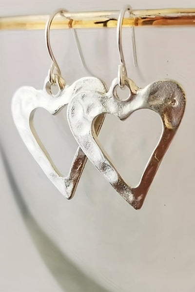 Hollowed Heart Shape Earrings - Threaded Pear