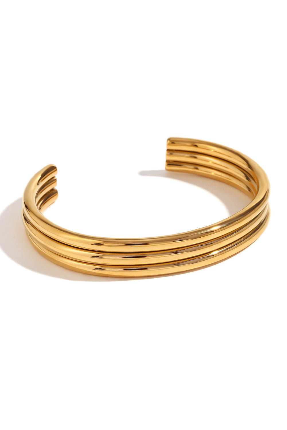 Gold Three Layered Notched Design Bangle