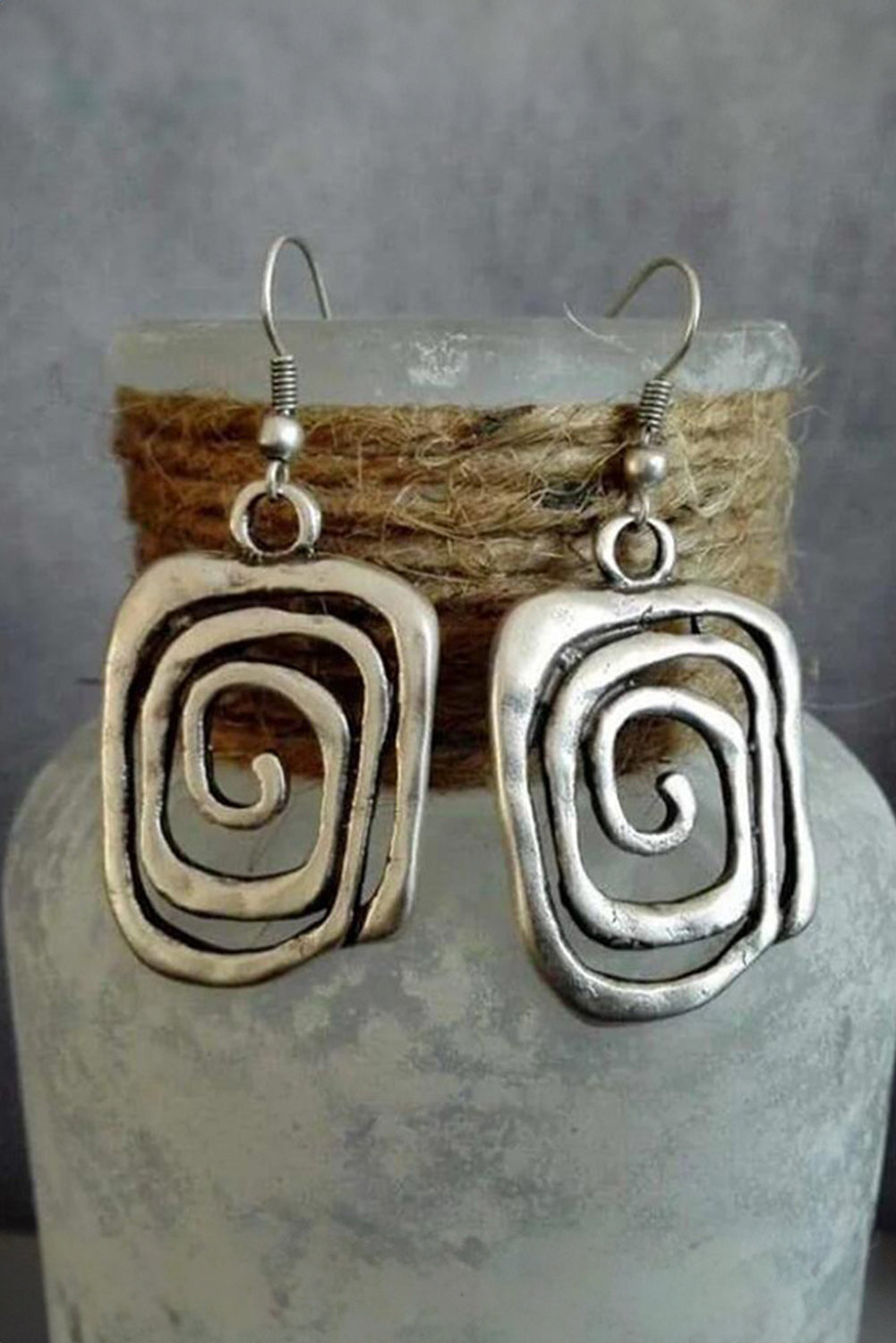 Vintage Square Swirl Hook Earrings