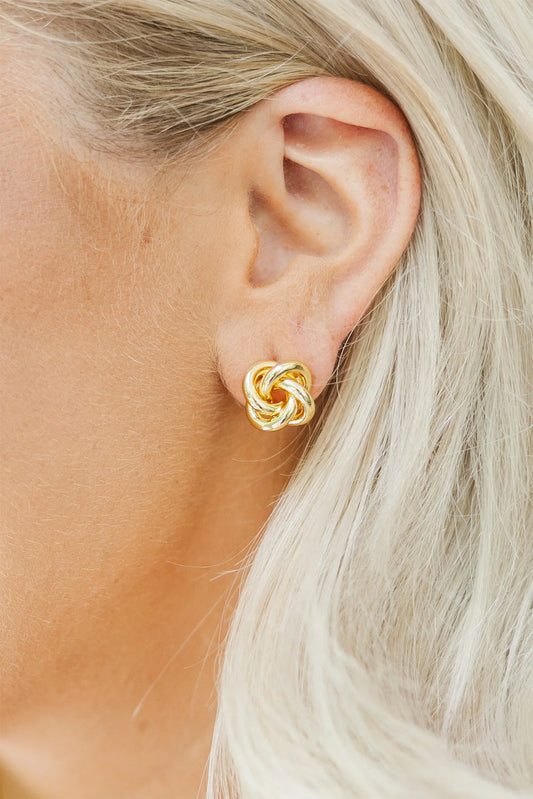 Gold Knotted Stud Earrings