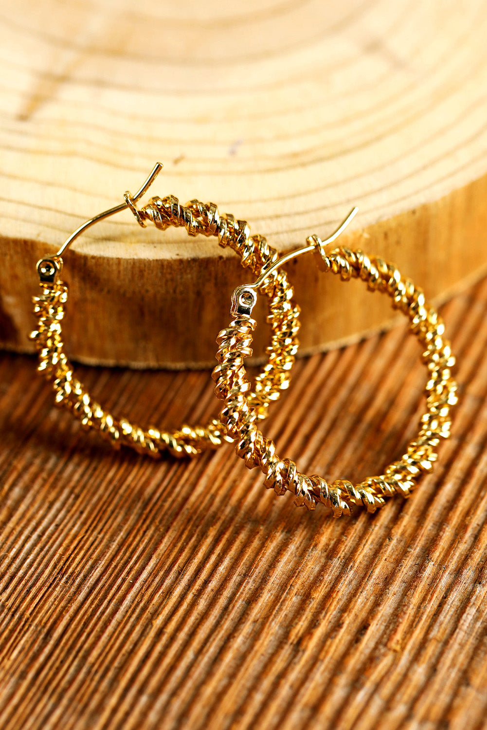 Gold Vintage Textured Hoop Earrings