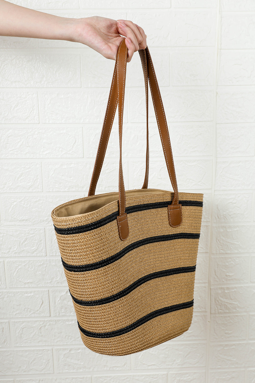 Aya Woven Striped Tote Bag - Threaded Pear