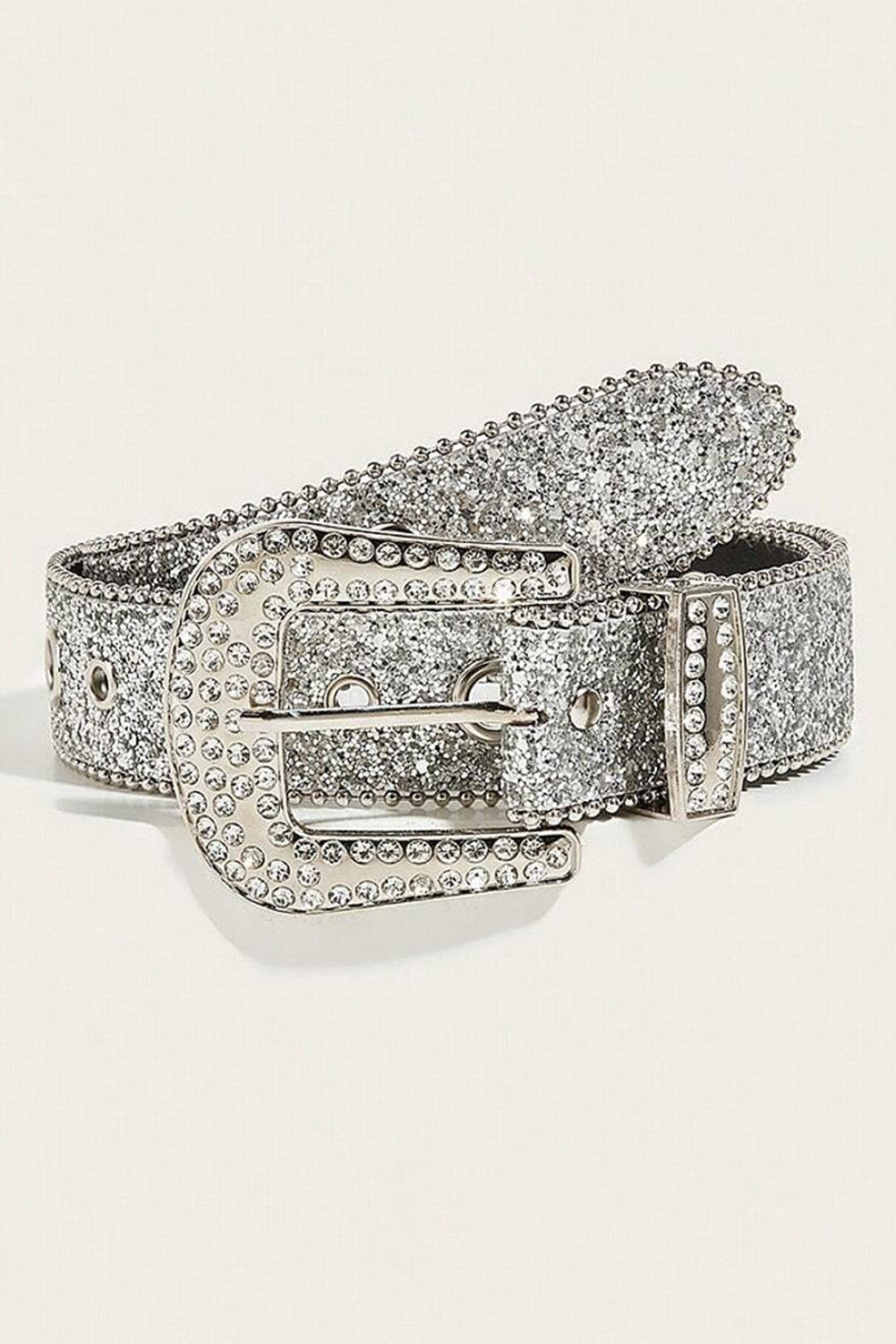 White Rhinestone Buckle Belt