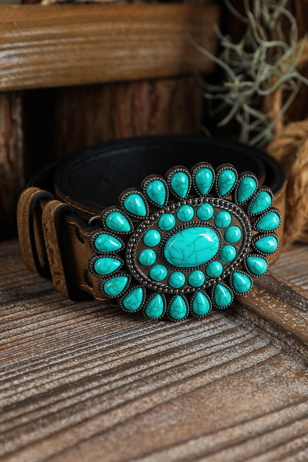 Western Turquoise Decor Retro Wide Belt