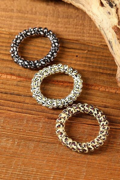 3PCS Leopard Printed Telephone Wire Hair Loop - Threaded Pear