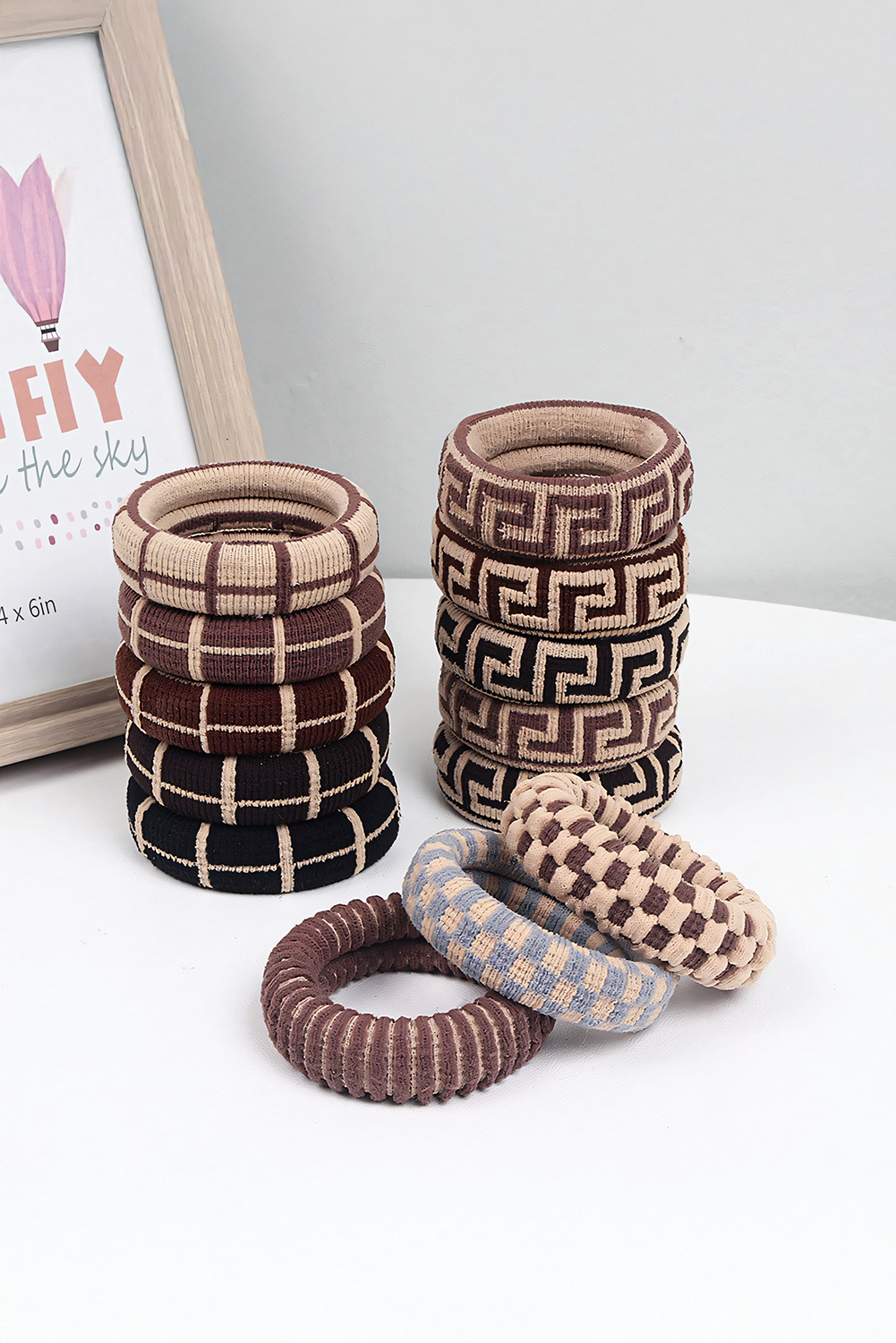 Checkered Print Nylon Elastic Hair Tie