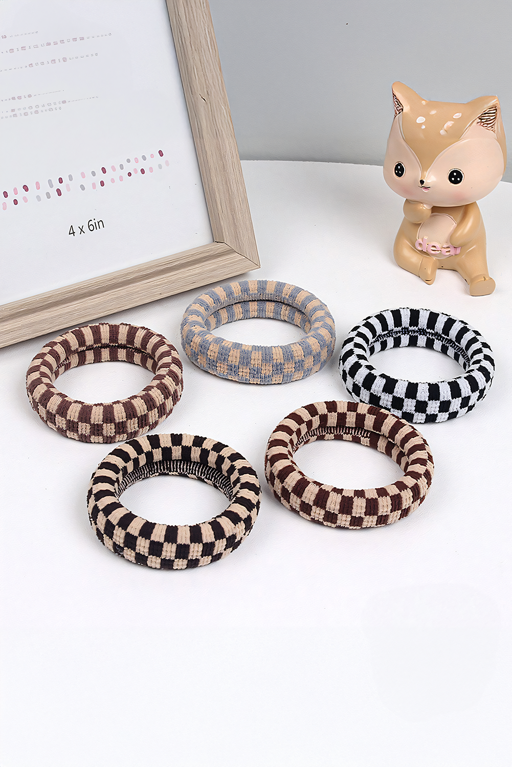 Checkered Print Nylon Elastic Hair Tie