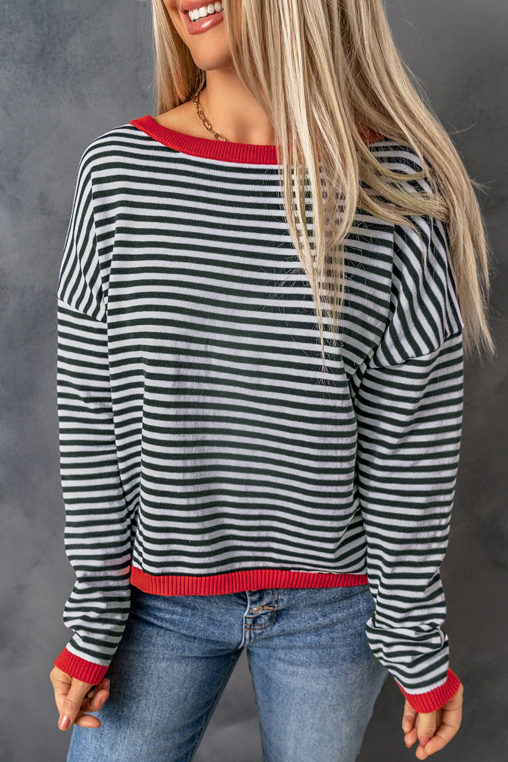 Striped Drop Shoulder Sweater