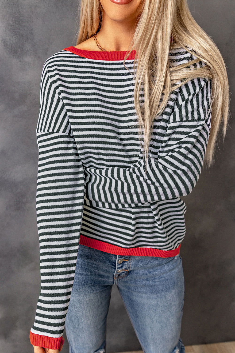 Striped Drop Shoulder Sweater