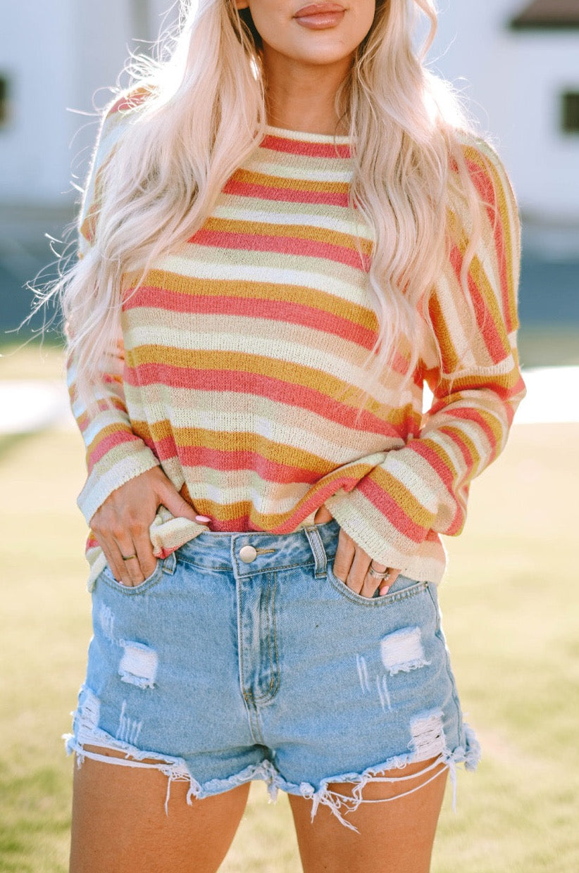 Stripe Long Sleeve Knitted Sweater