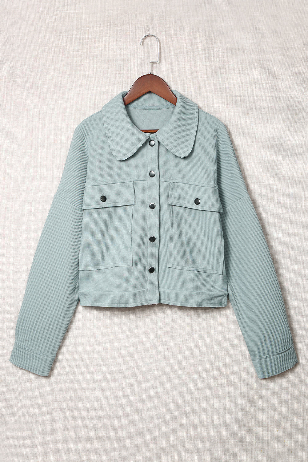 Waffle Knit Buttons Cropped Jacket