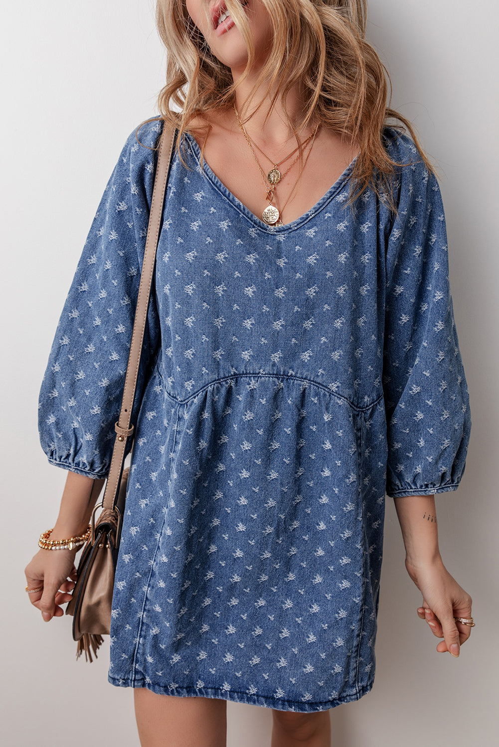 Open Back Loose Fit Denim Dress