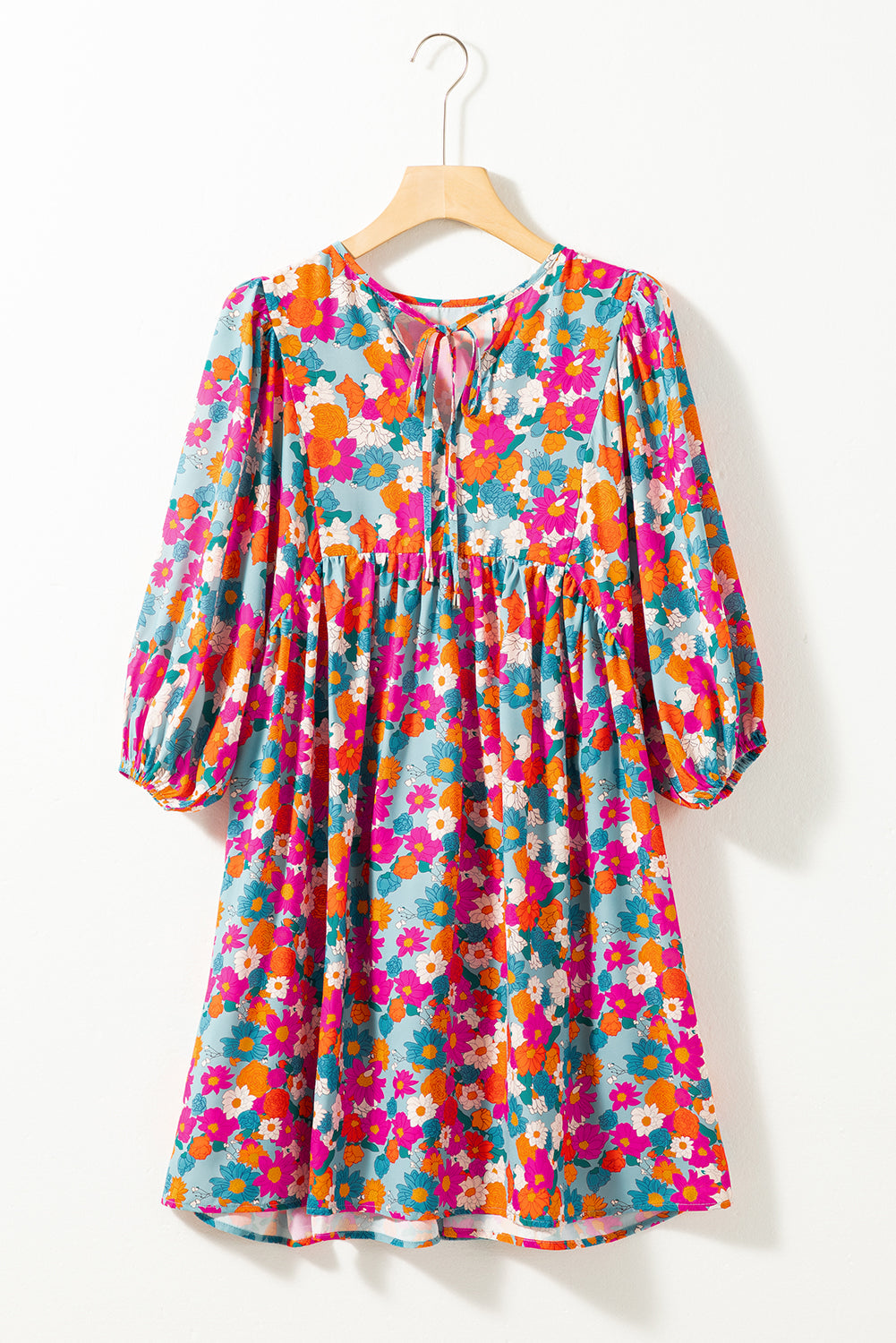 Lena Floral Bubble Sleeve Babydoll Dress