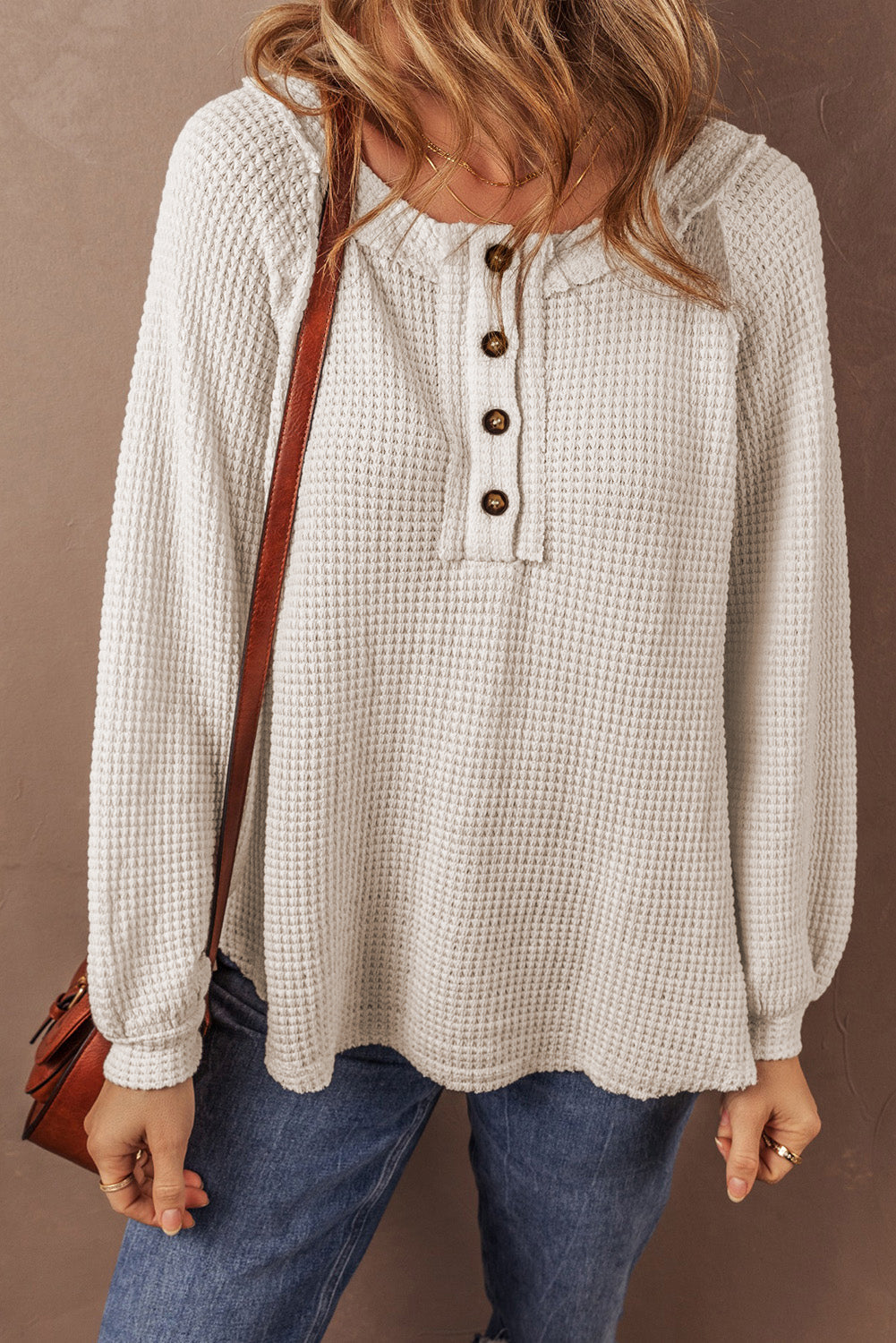 Waffle Buttoned Top